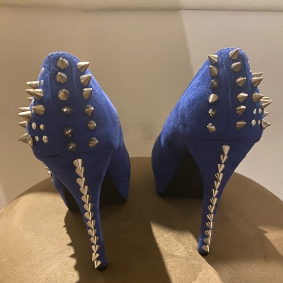 Royal Blue High Heel with Studs - Picture 2 of 5